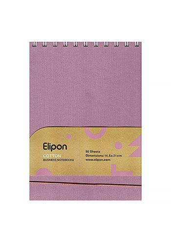 دفتر یادداشت 80 برگ رقعی سیمی جلد پارچه ای گلبهی الیپون کد 274